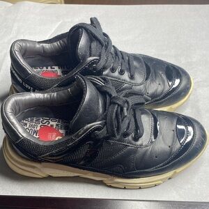 Moschino Glossy Black Sneakers with White Soles